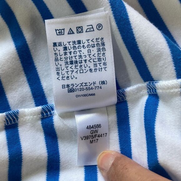 LANDS END Tank Top Nautical Cotton Blue White Stripes Womens Plus Size XL - Picture 9 of 11